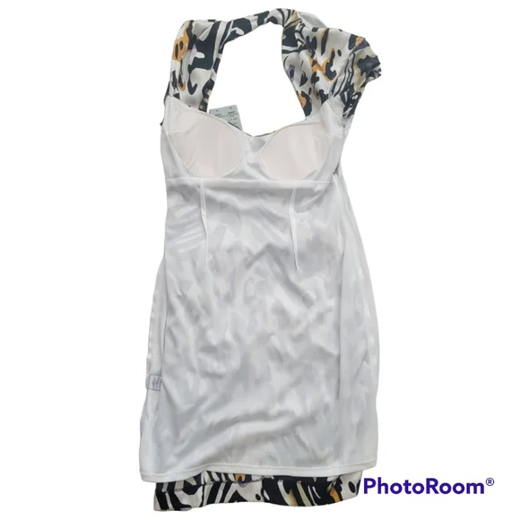 Cache Animal Leopard Zebra print ruched Silk Bodycon Cap sleeve Mini dress In 12 - Picture 9 of 13